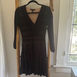BCBGMaxAzria Black Ruched Cut Out Cocktail Dress